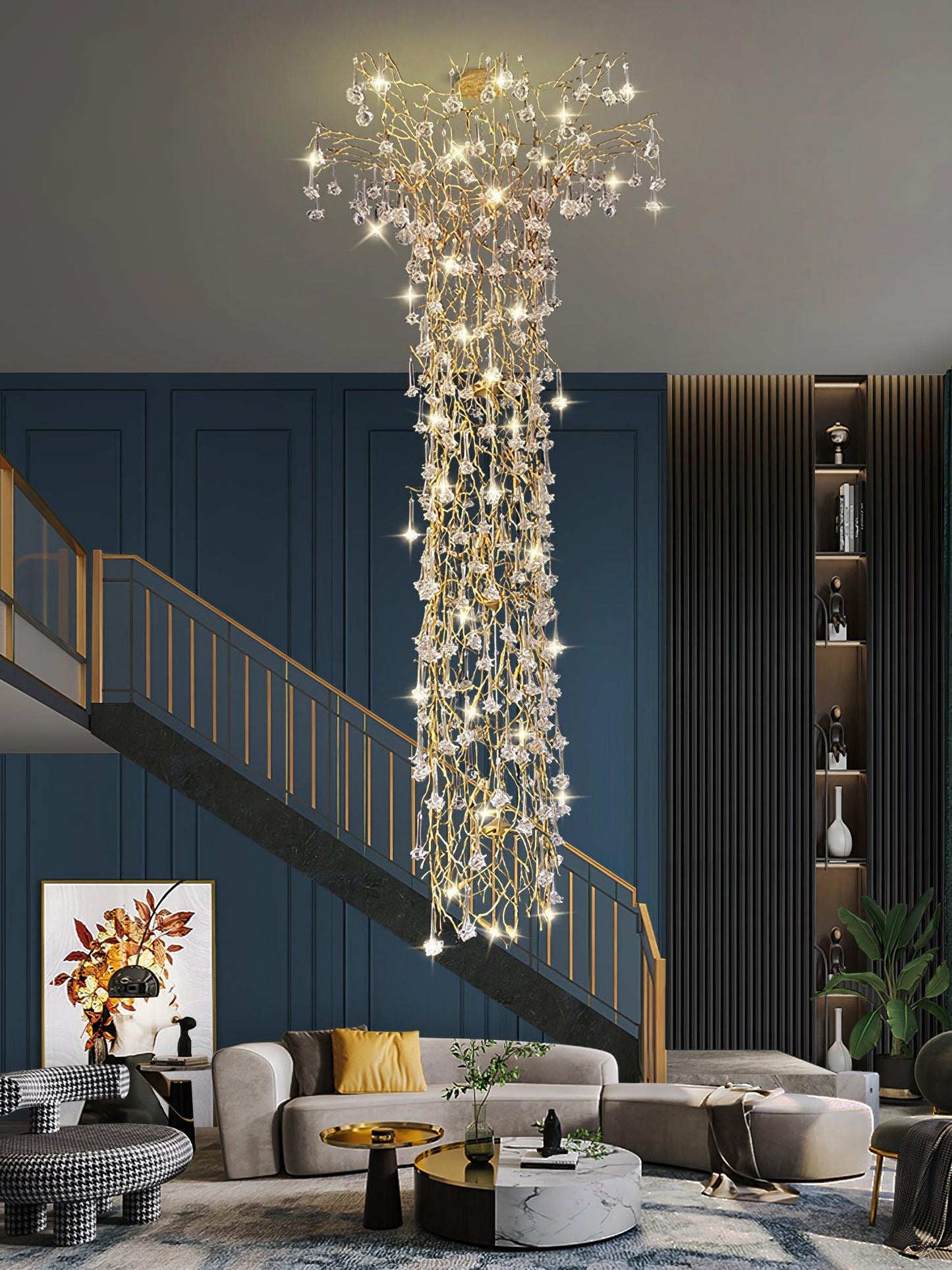 Tree Branch Staircase Candelabrum Chandelier