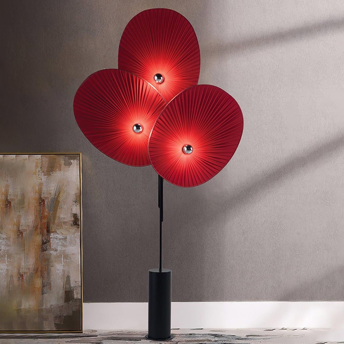 Triple Floral Free-standing Lamp Floor Lamp