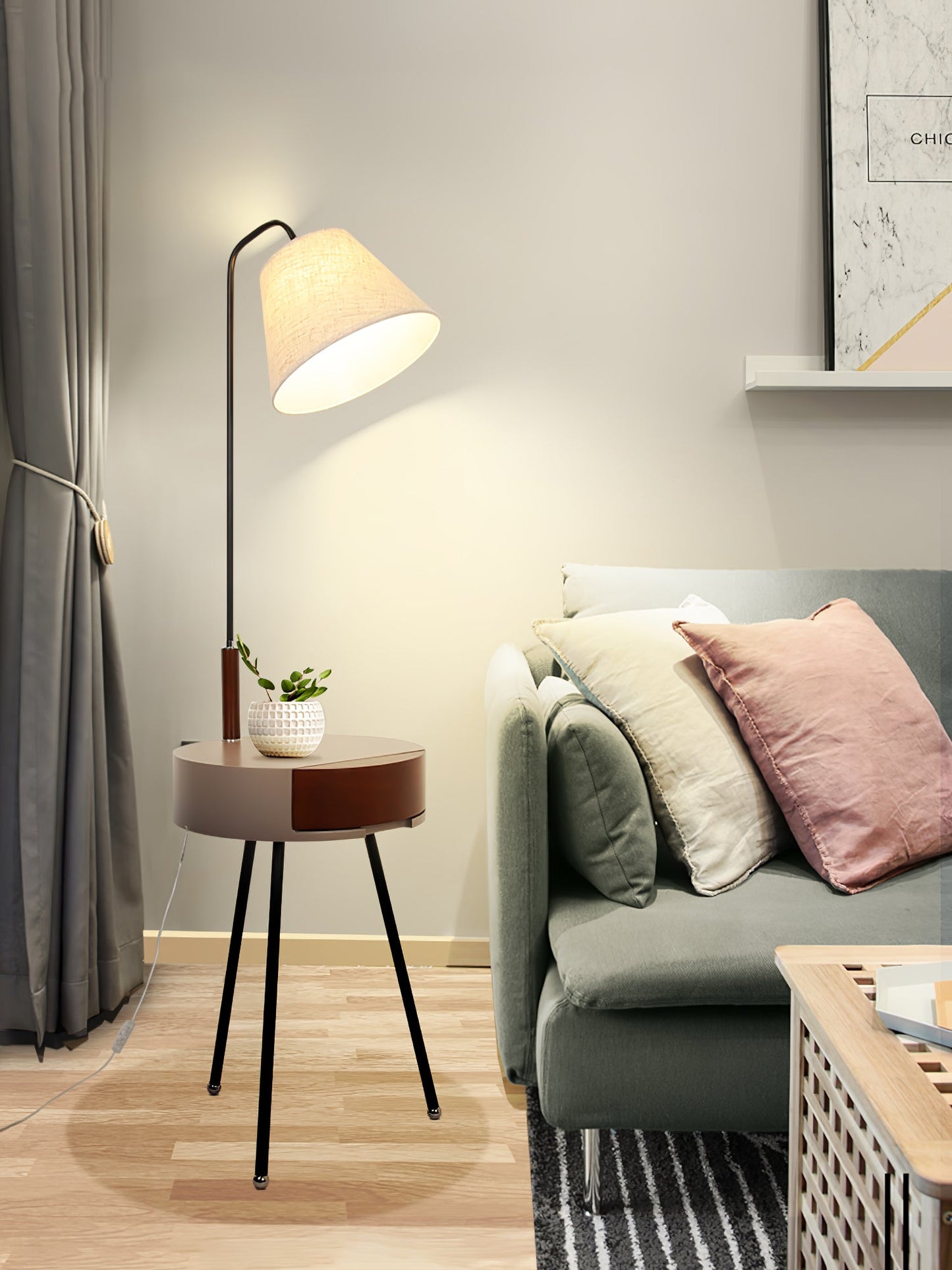 Tripod Fabric Reading Lamp Floor Lamp