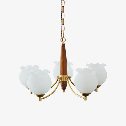 Tulips Glass Wood Crown Chandelier