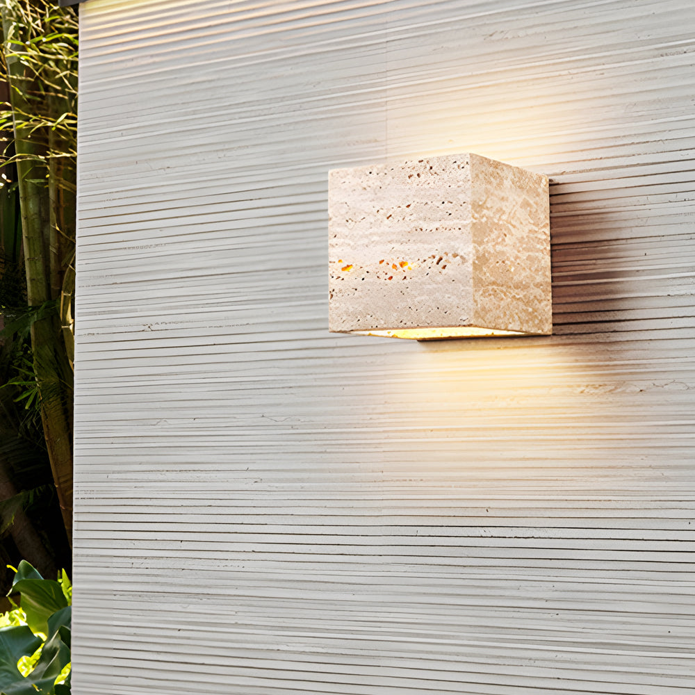 Wabi-Sabi Yellow Travertine LED Wall Sconce - Square/Rectangle