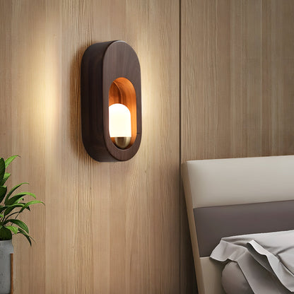 1-Light Wood Oval Wall Sconce - Wood/Walnut