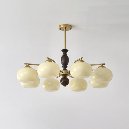 Walnut Beige Orb Electrolier Chandelier