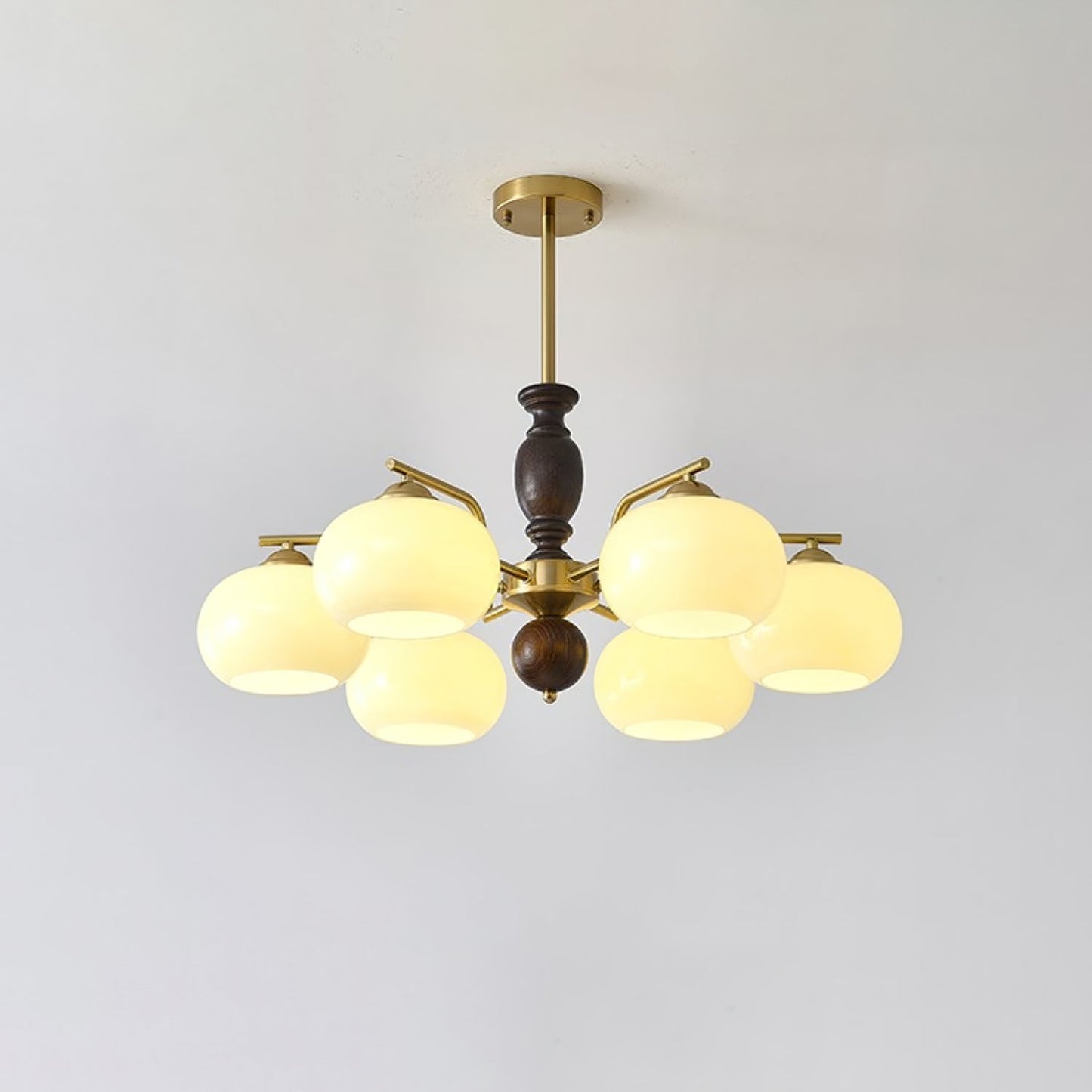 Walnut Beige Orb Electrolier Chandelier