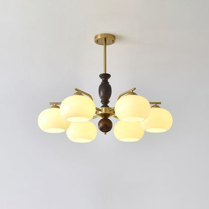 Walnut Beige Orb Electrolier Chandelier