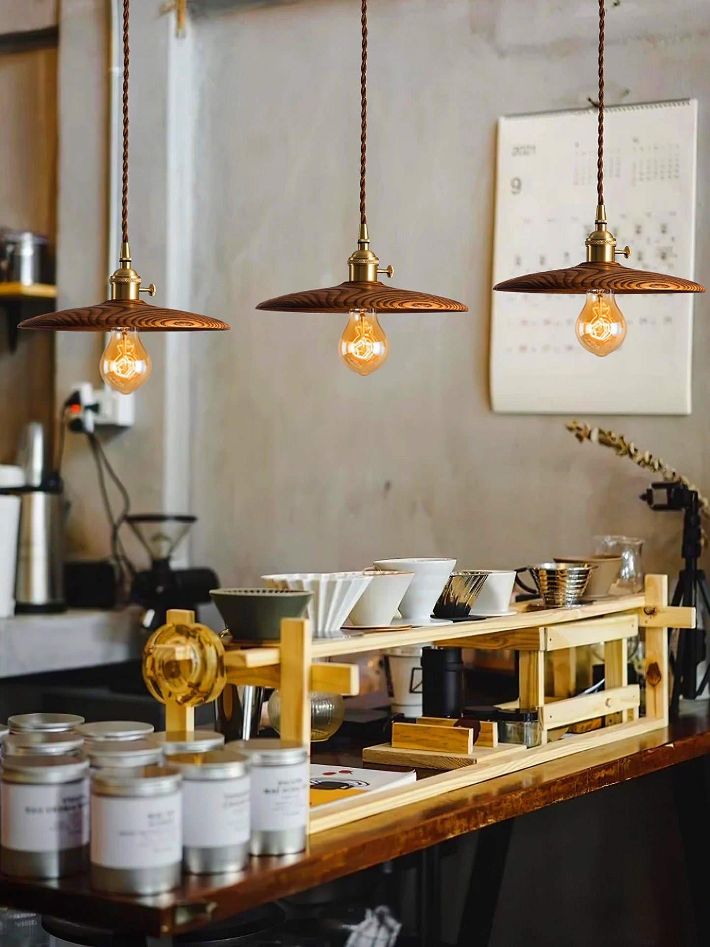 Walnut Conical Droplight Pendant Light