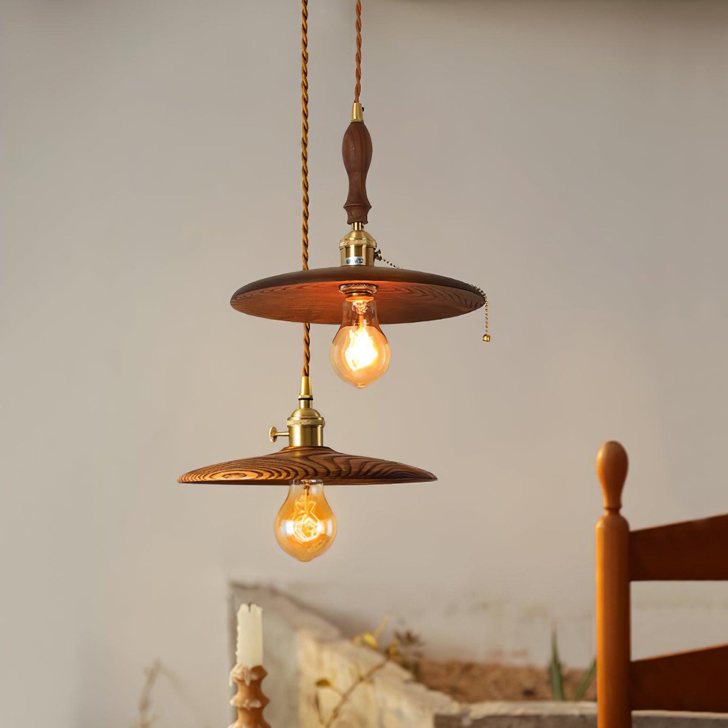 Walnut Conical Droplight Pendant Light