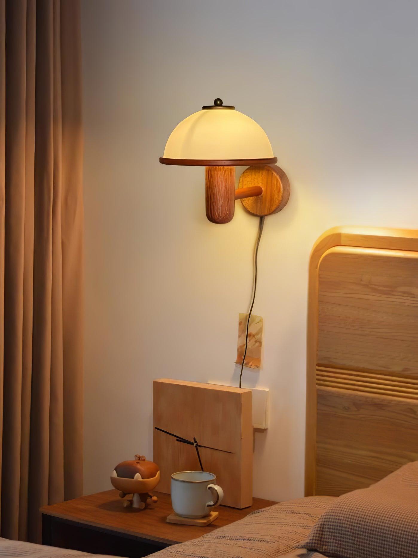 Mushroom Wood Sconce Wall Lamp