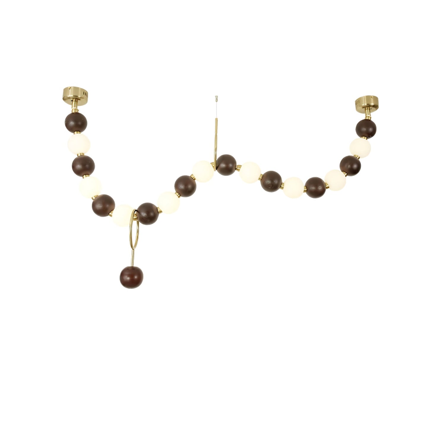 Walnut Bead Necklace Gasolier Chandelier