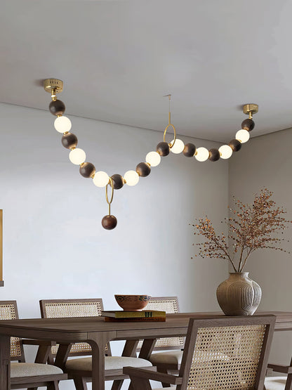 Walnut Bead Necklace Gasolier Chandelier