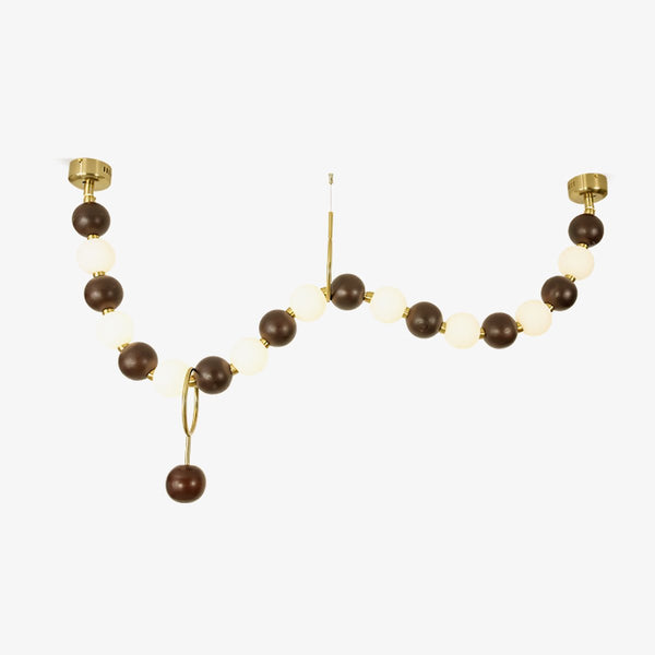 Walnut Bead Necklace Gasolier Chandelier