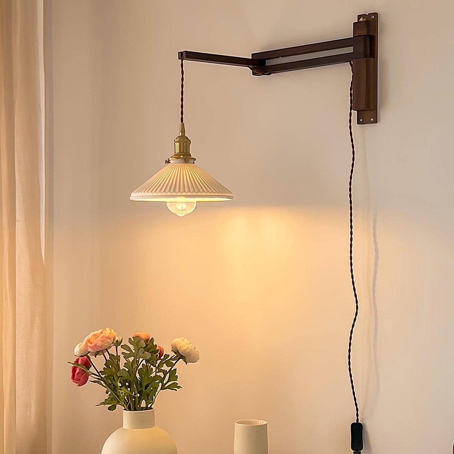 Walnut Swing Arm Wall-mounted lamp Wall Lamp