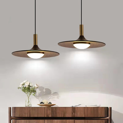 Walnut Wood Dish Hanging light Pendant Light