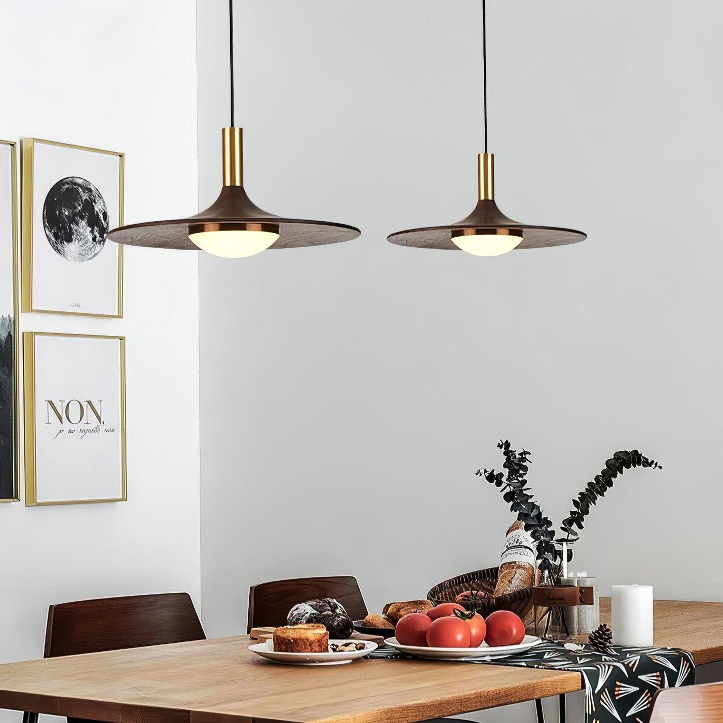 Walnut Wood Dish Hanging light Pendant Light