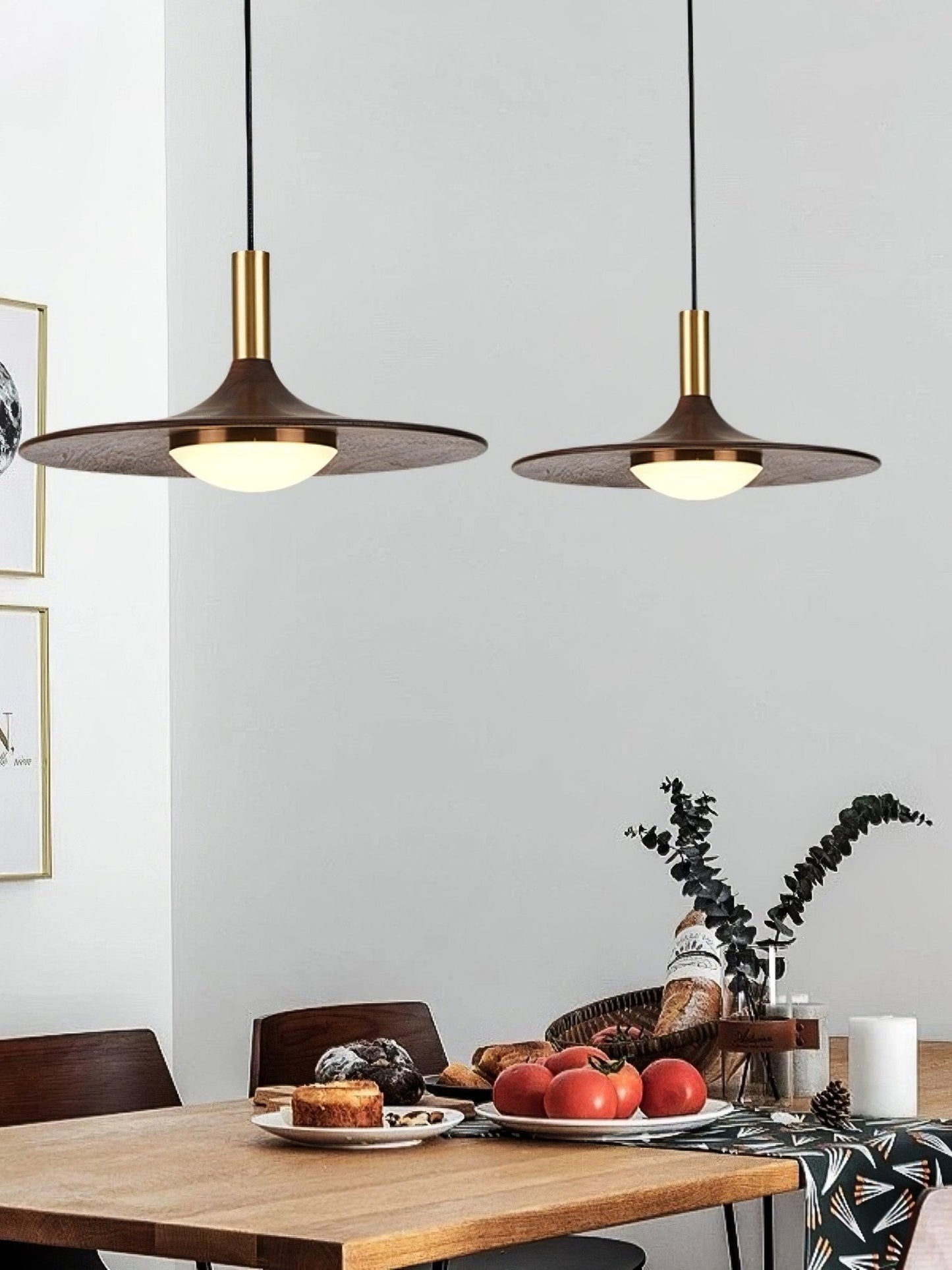 Walnut Wood Dish Hanging light Pendant Light