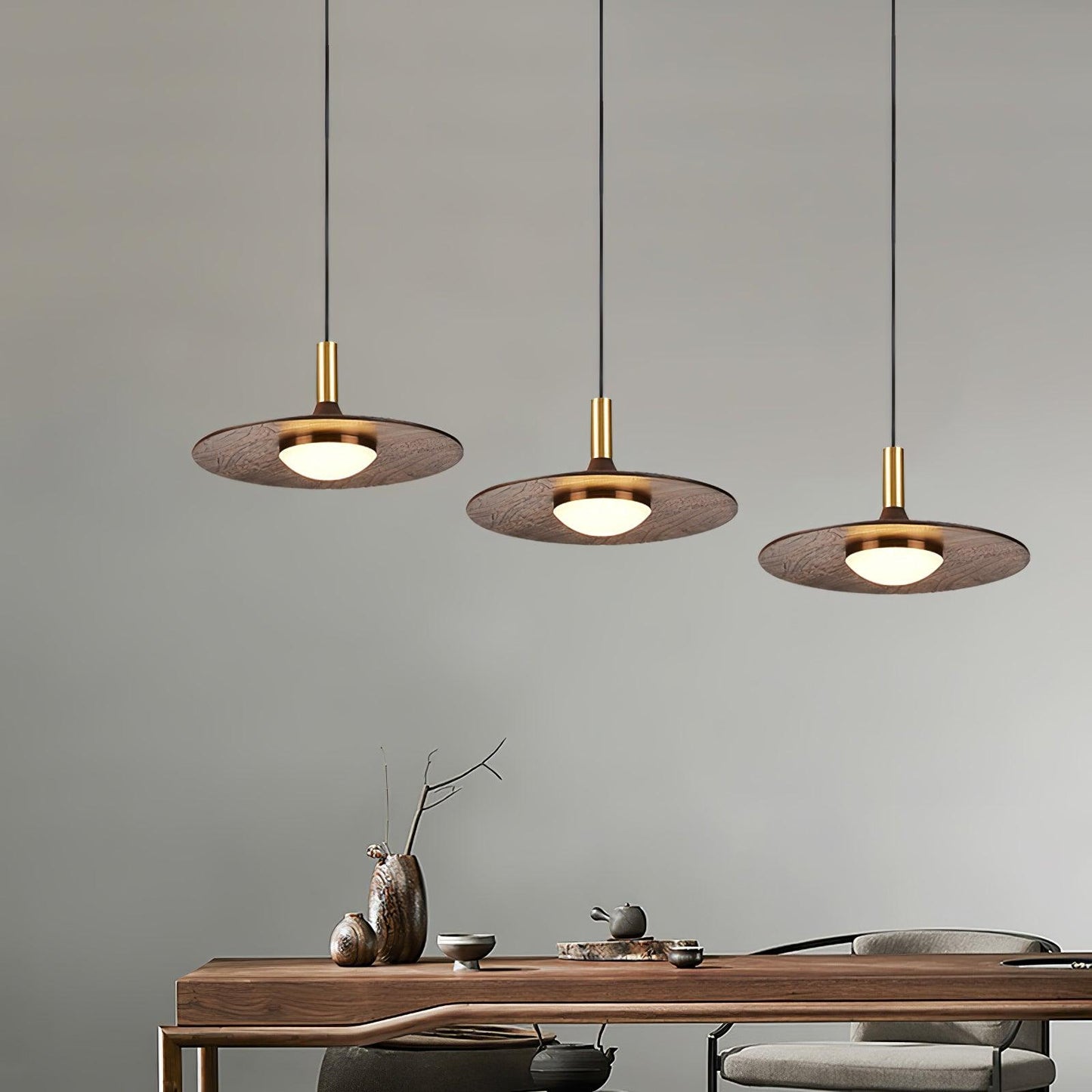 Walnut Wood Dish Hanging light Pendant Light