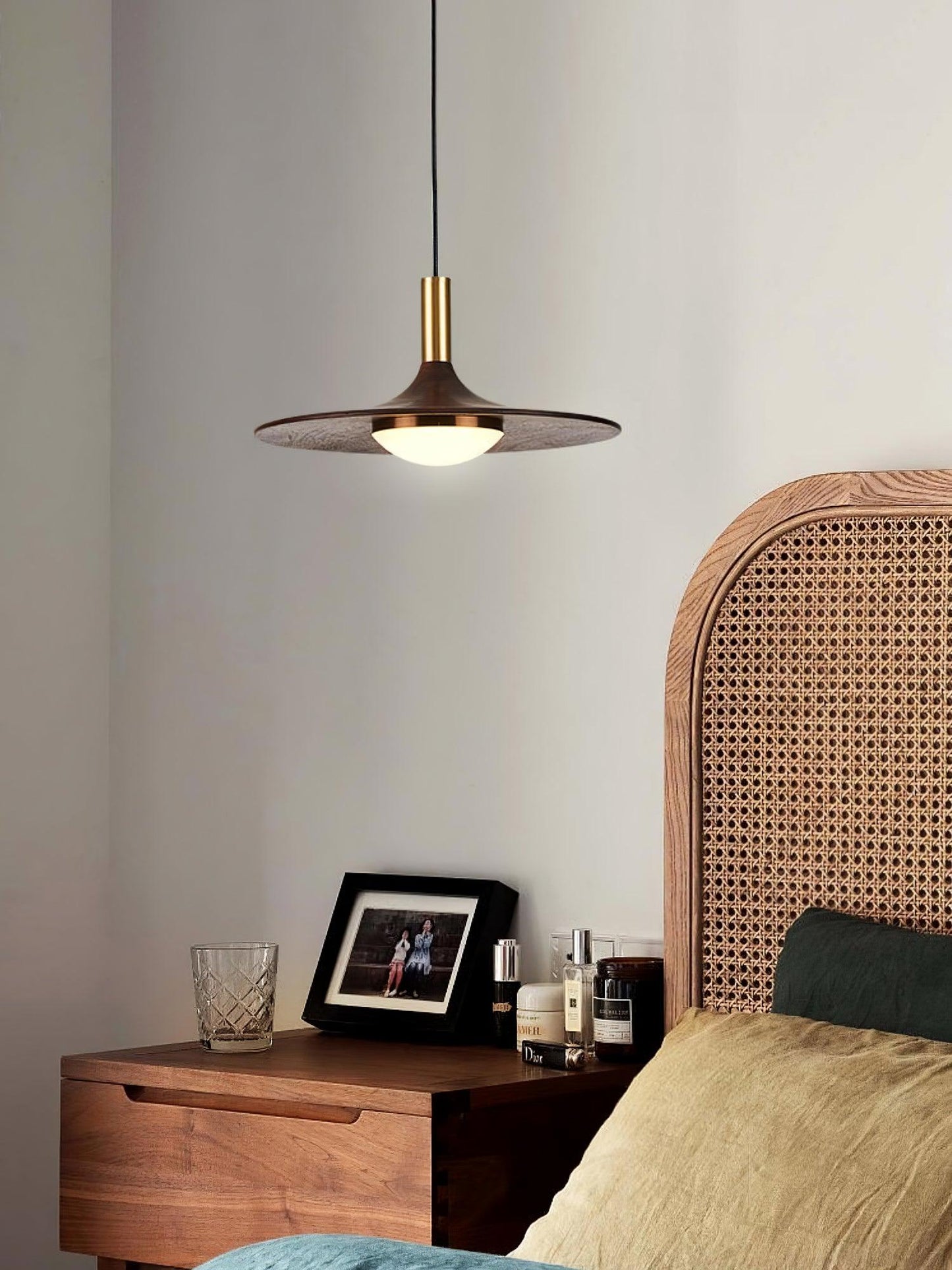 Walnut Wood Dish Hanging light Pendant Light