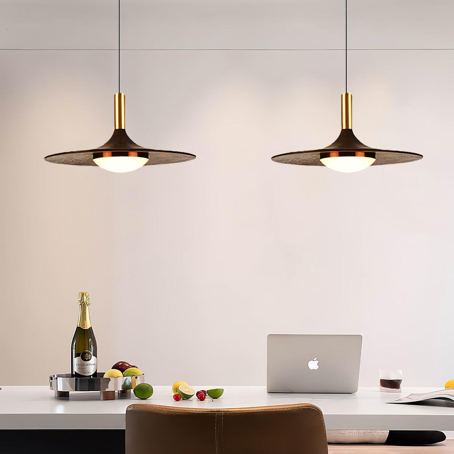 Walnut Wood Dish Hanging light Pendant Light