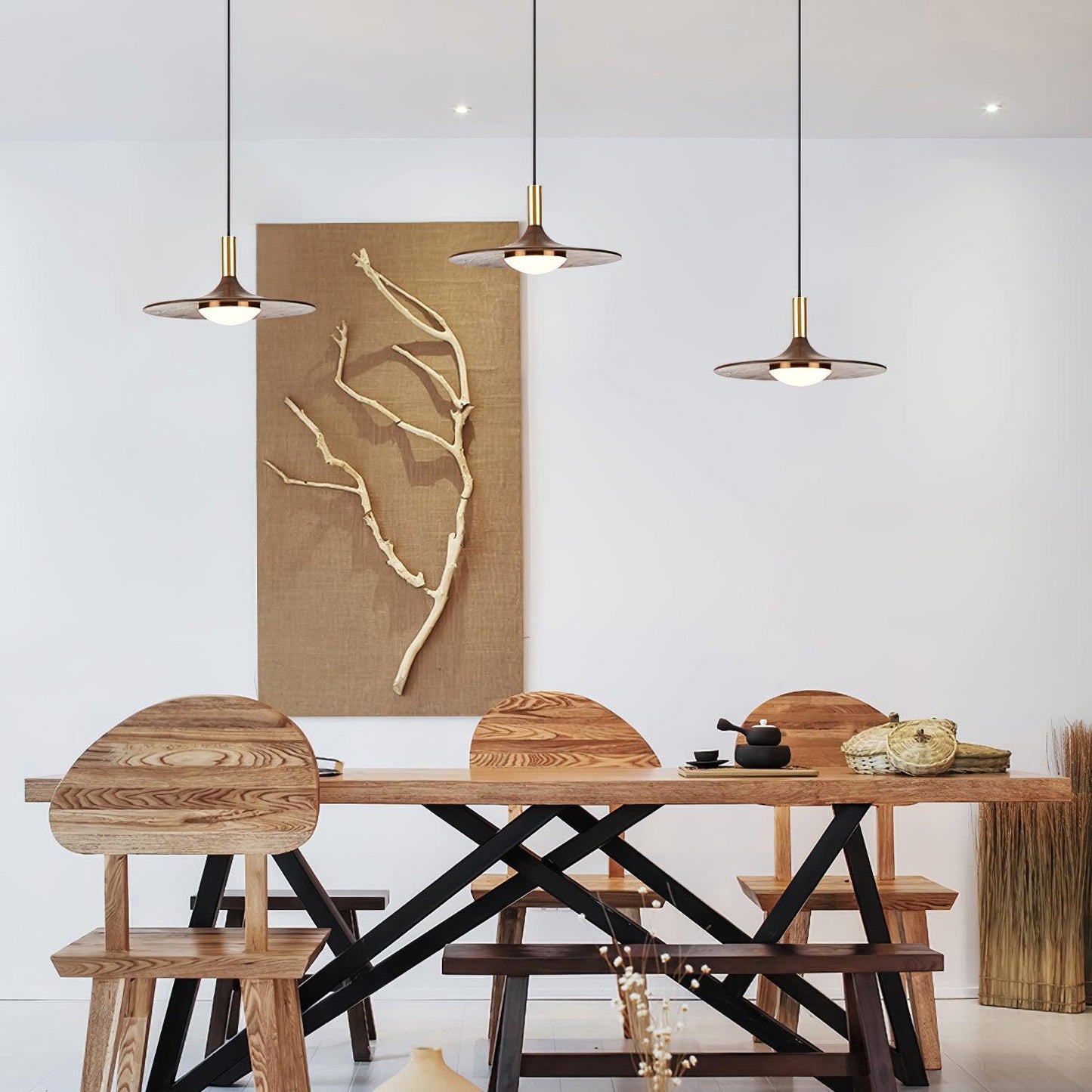 Walnut Wood Dish Hanging light Pendant Light