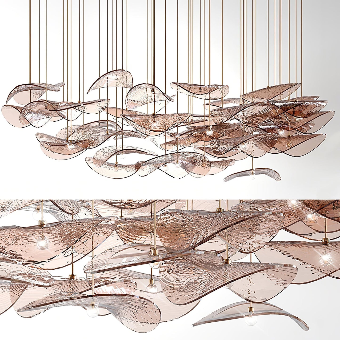 Wave Floating Leaf Gasolier Chandelier