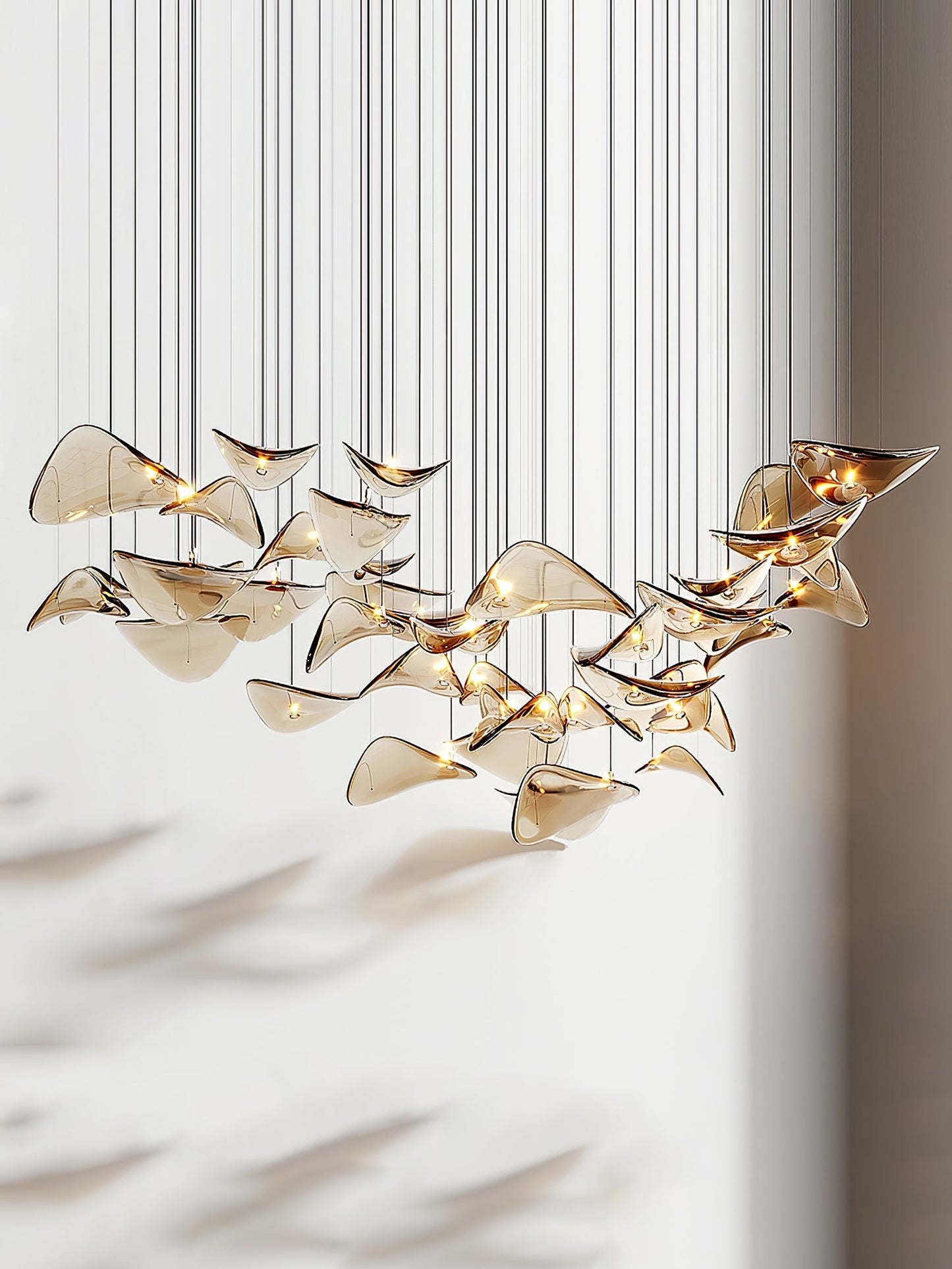 Wave Floating Leaf Gasolier Chandelier