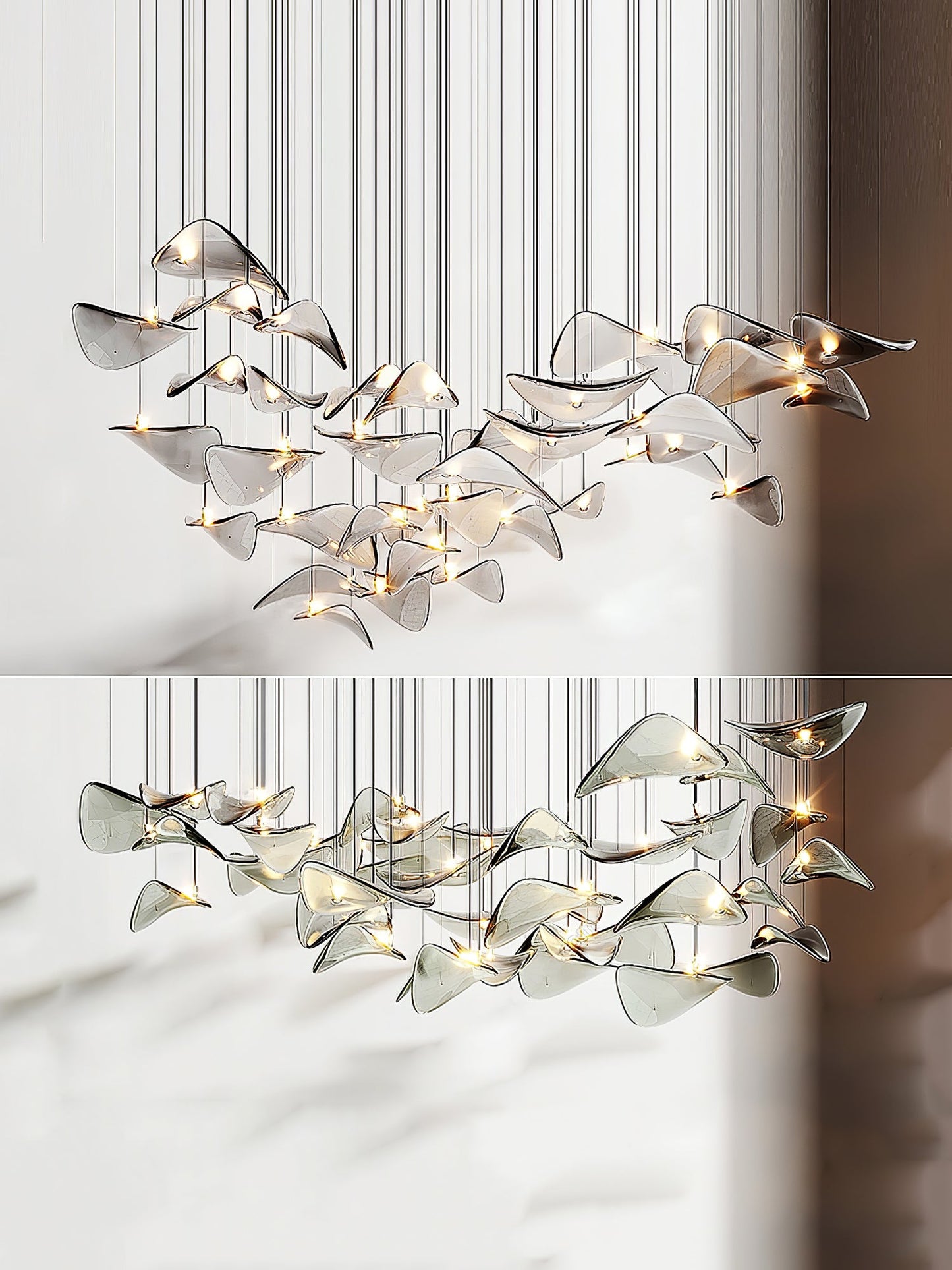 Wave Floating Leaf Gasolier Chandelier