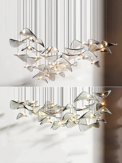 Wave Floating Leaf Gasolier Chandelier