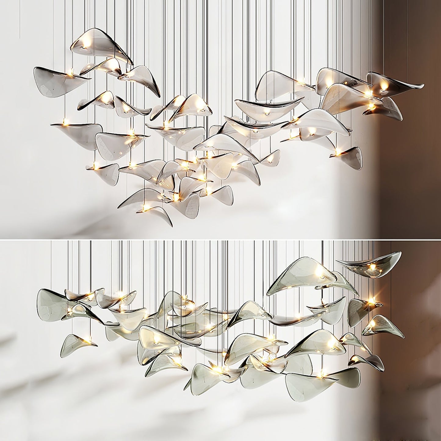 Wave Floating Leaf Gasolier Chandelier