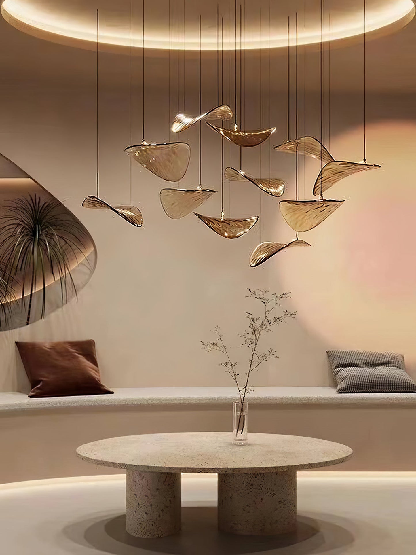 Wave Floating Leaf Gasolier Chandelier