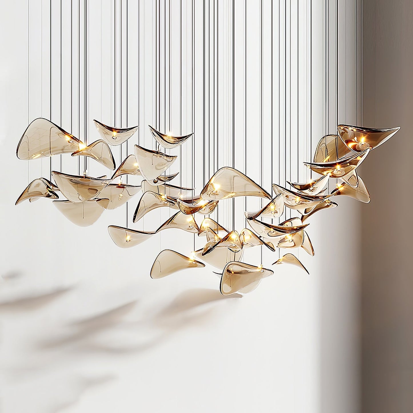 Wave Floating Leaf Gasolier Chandelier