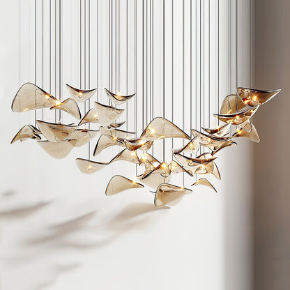 Wave Floating Leaf Gasolier Chandelier