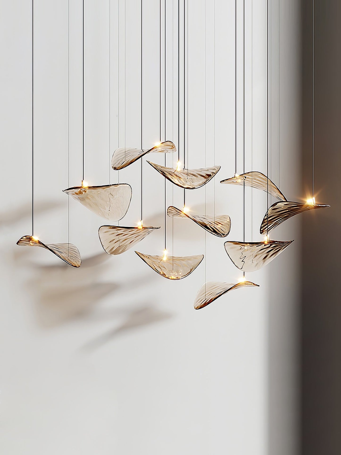 Wave Floating Leaf Gasolier Chandelier