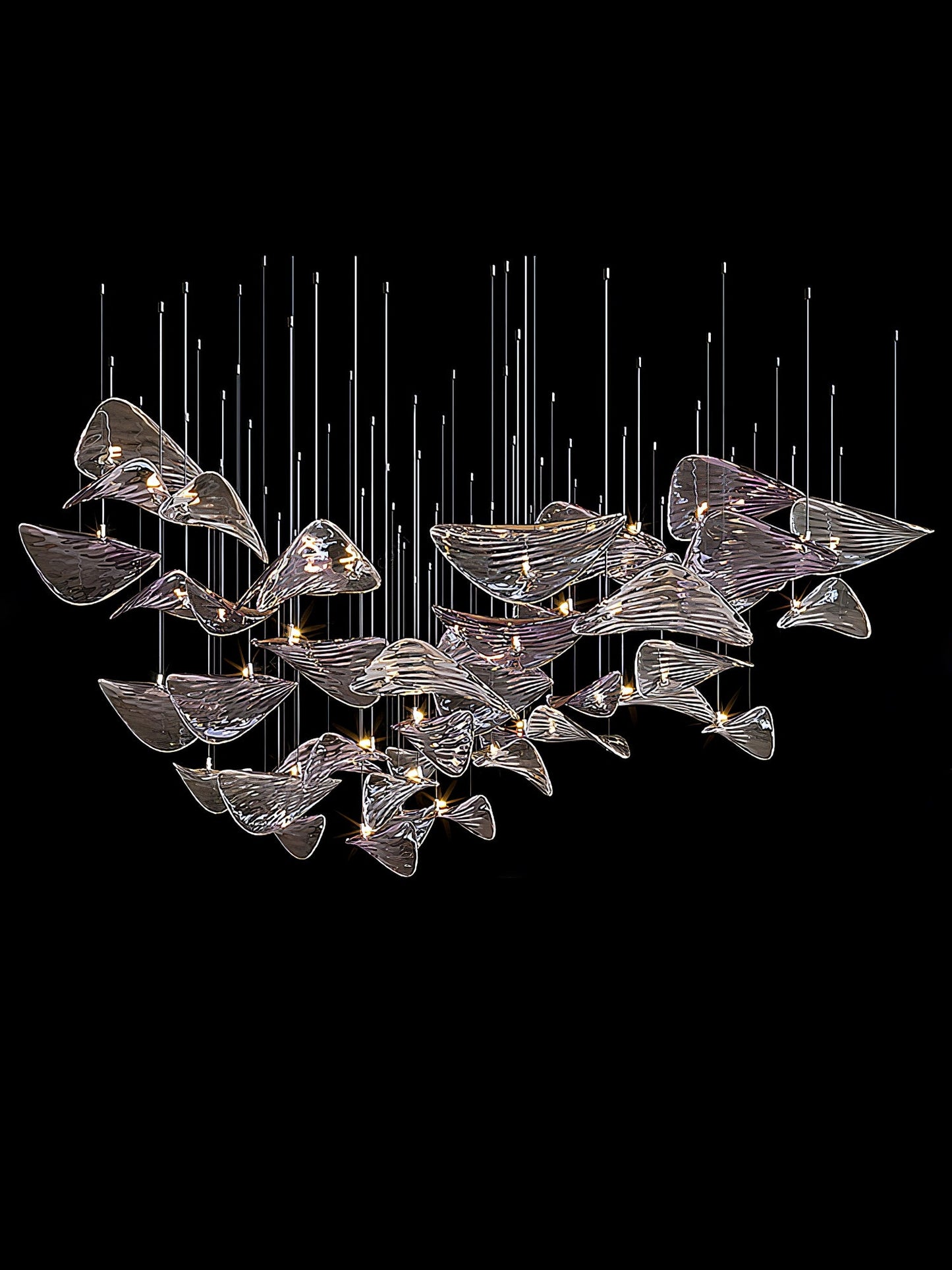 Wave Floating Leaf Gasolier Chandelier