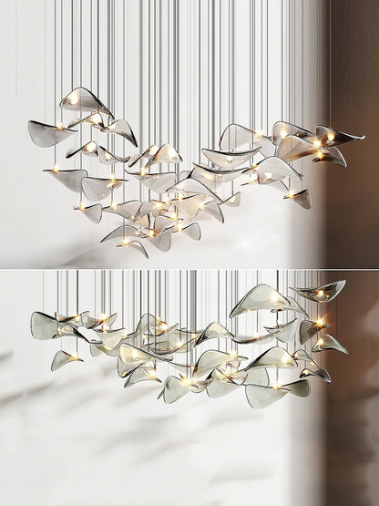 Wave Floating Leaf Gasolier Chandelier