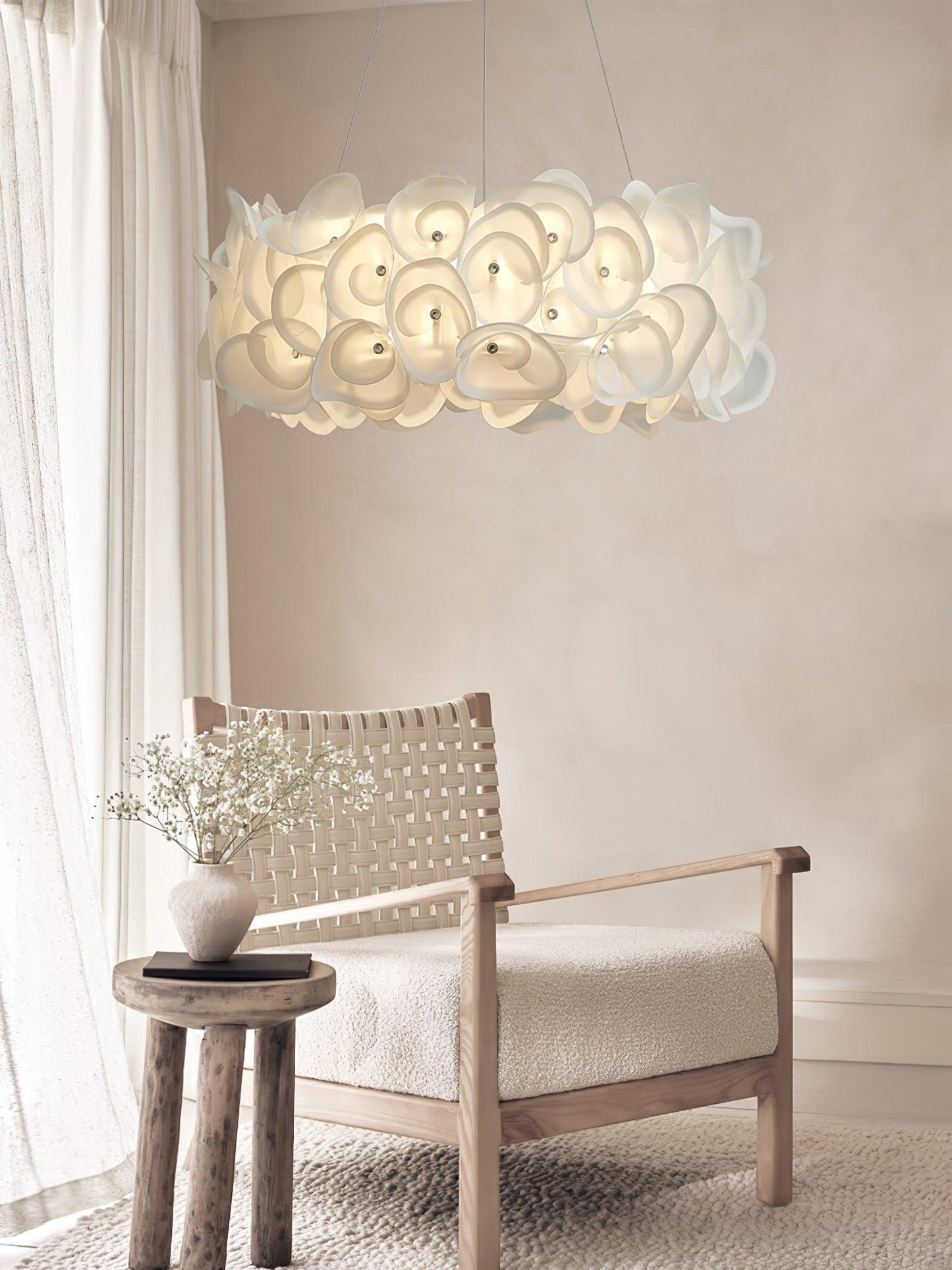 White Hydrangea Hanging light Pendant Lamp