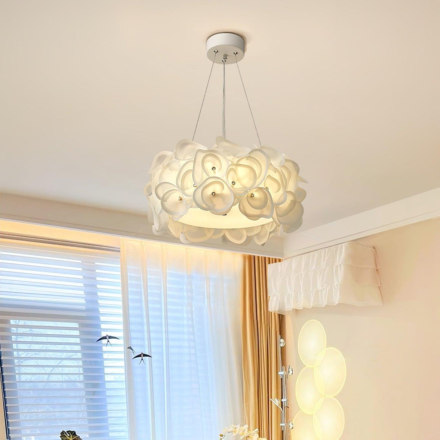 White Hydrangea Hanging light Pendant Lamp