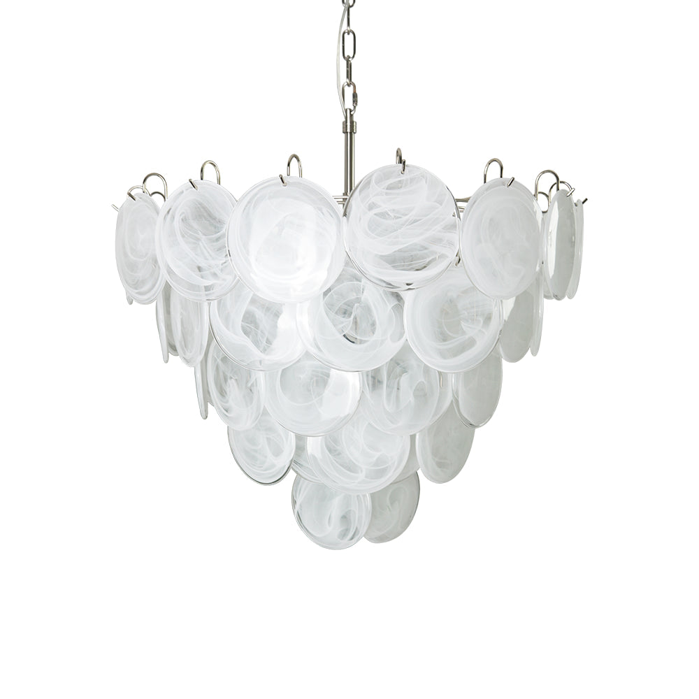 White Murano Disc Electrolier Chandelier