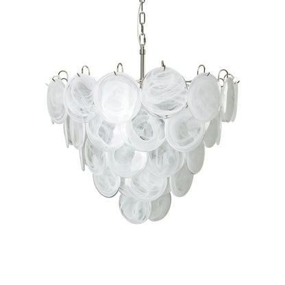 White Murano Disc Electrolier Chandelier