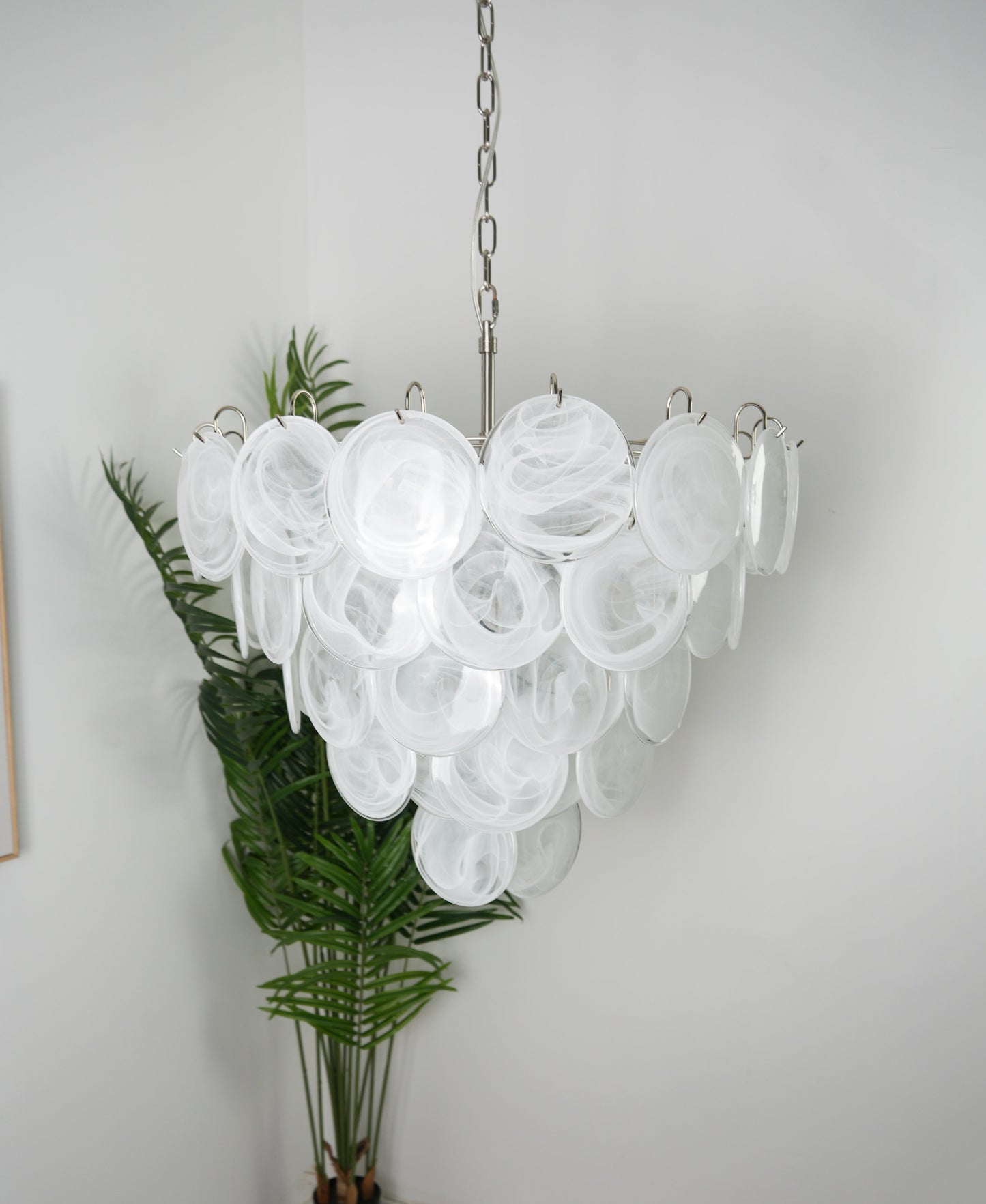 White Murano Disc Electrolier Chandelier