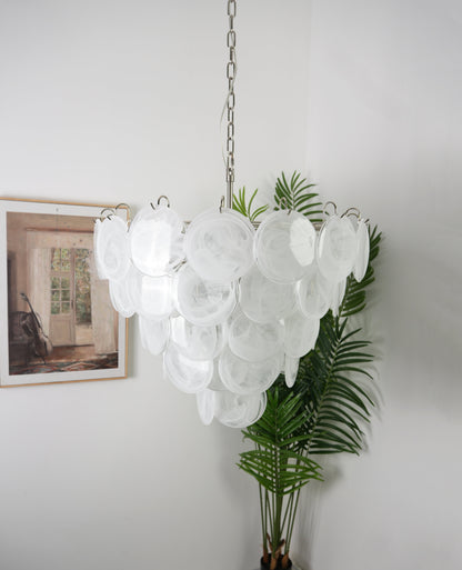 White Murano Disc Electrolier Chandelier