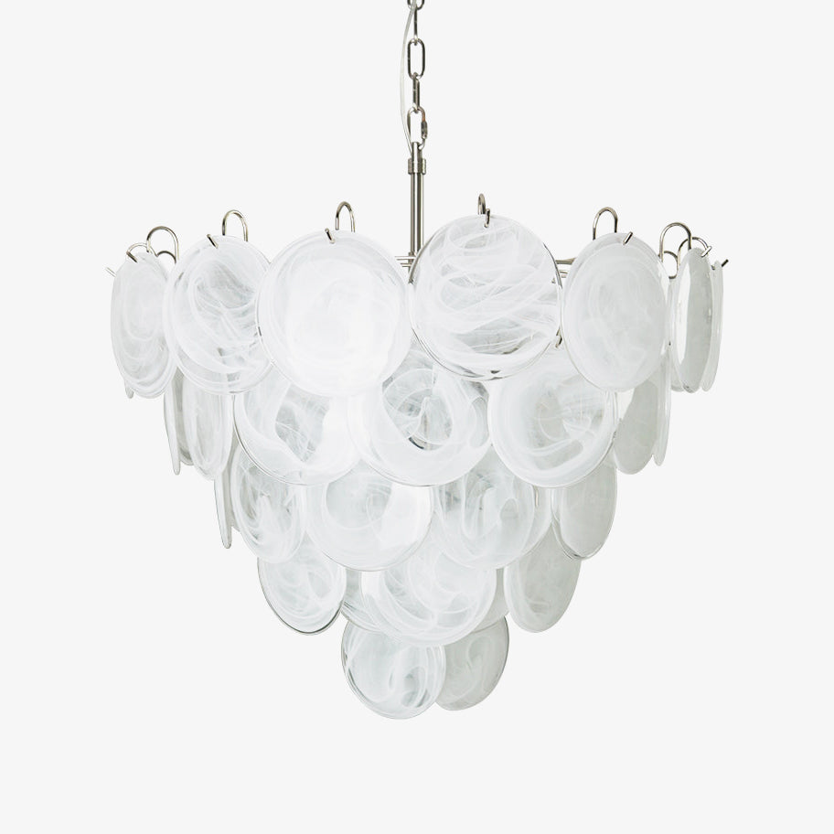 White Murano Disc Electrolier Chandelier