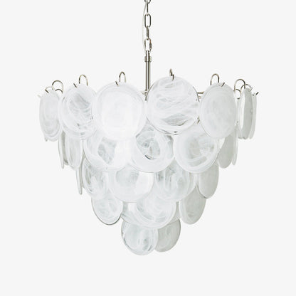 White Murano Disc Electrolier Chandelier