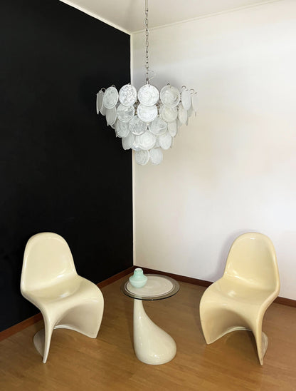 White Murano Disc Electrolier Chandelier