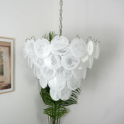 White Murano Disc Electrolier Chandelier