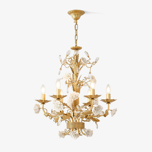 White Rose Crystal Gasolier Chandelier