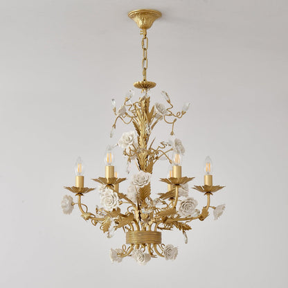 White Rose Crystal Gasolier Chandelier