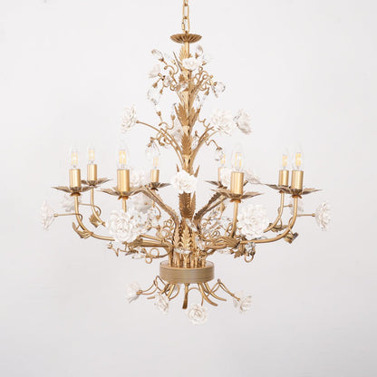 White Rose Crystal Gasolier Chandelier