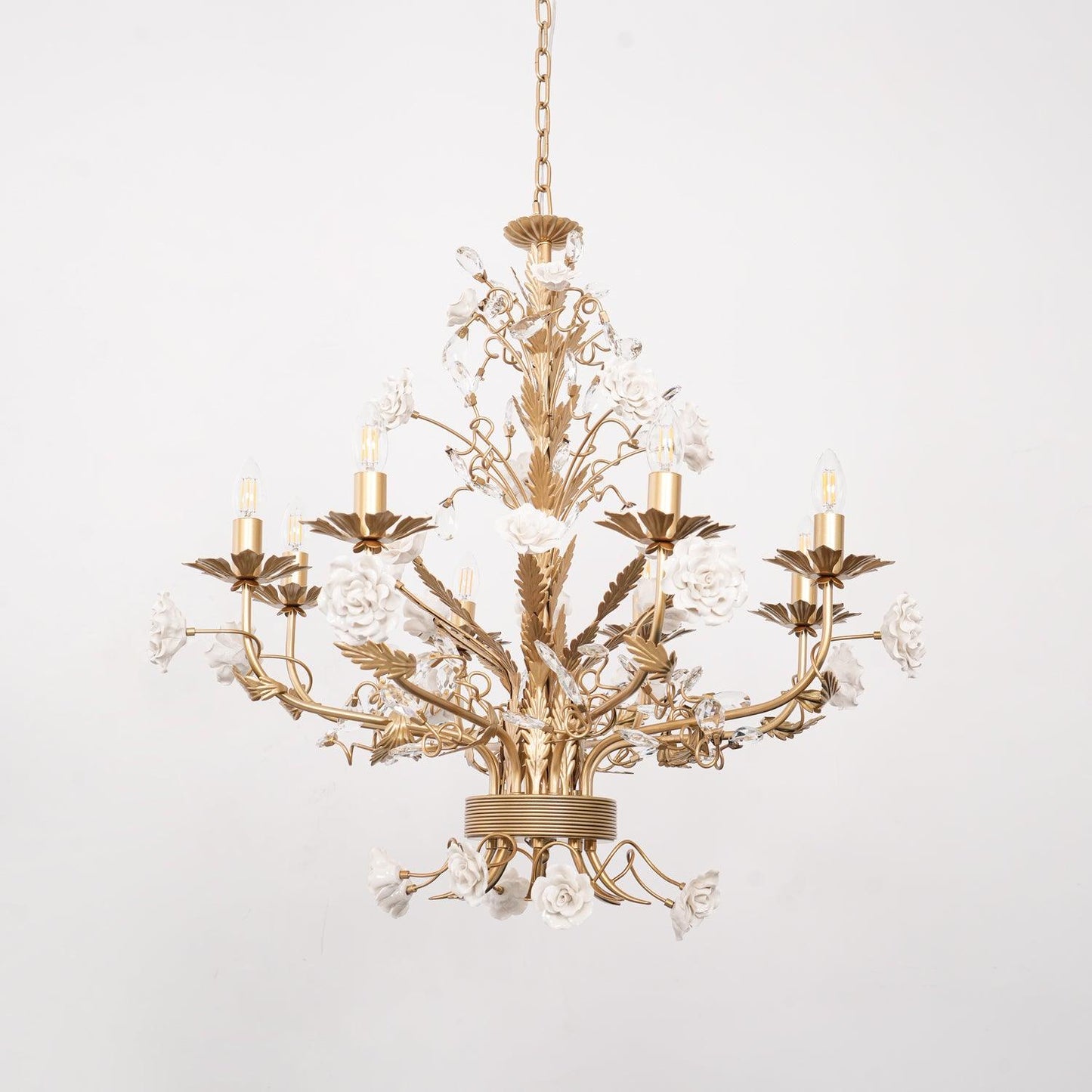 White Rose Crystal Gasolier Chandelier