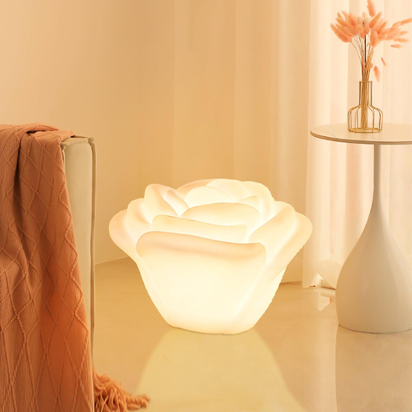 White Rose Shaped LED Task lamp Table Lamp