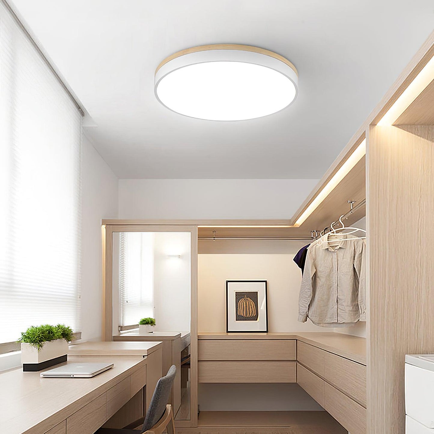 White Round Wooden Ceiling light Ceiling Lamp